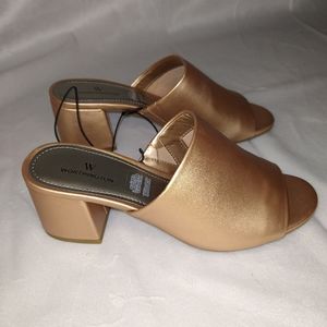 Women's Rose Gold Heeled Slides NEW